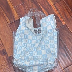 DEDCOOL Blue and White Checkered Tote Bag